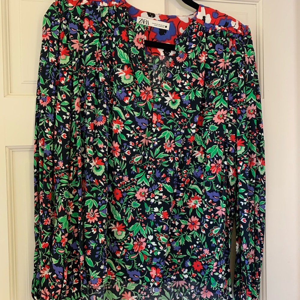 Zara Padded Shoulder Patchwork Blouse - image 3